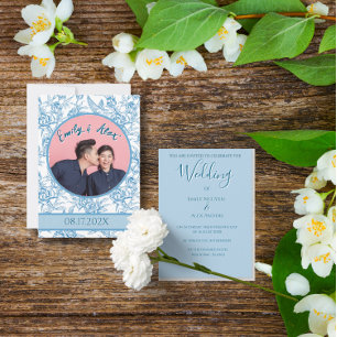 French Blue Chinoiserie Toile Grandmillennial Invitation