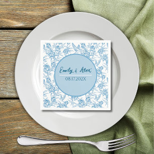 French Blue Chinoiserie Toile Grandmillennial Napkin