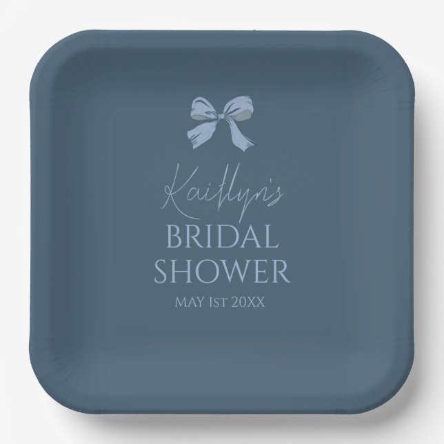 French Blue Coquette Paper Plate (Front)