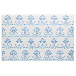 French Blue Fleur de lis pattern on cotton. Fabric
