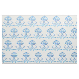 French Blue Fleur de lis pattern on cotton. Fabric