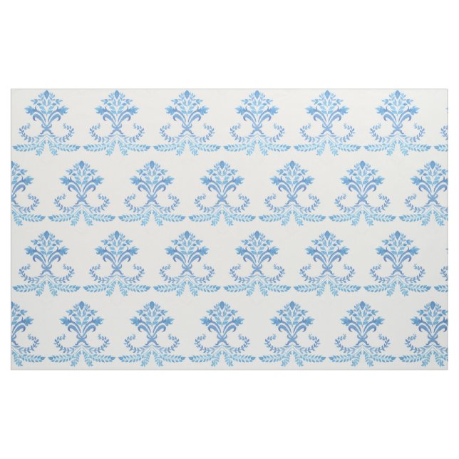 French Blue Fleur de lis pattern on cotton. Fabric (Fat Quarter)