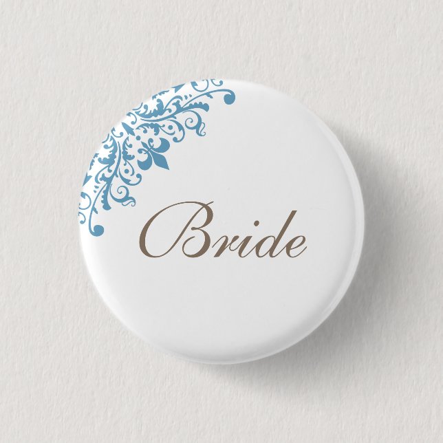 French Blue Fleur de Lis Script Bride 3 Cm Round Badge (Front)