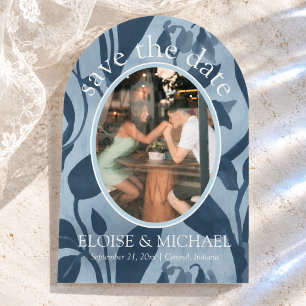 French Blue Floral Arch Photo Save The Date