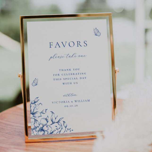 French Blue Floral Wedding Favour Sign (Creator Uploaded)