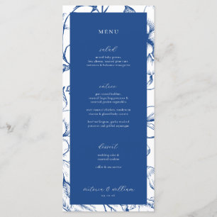 French Blue Floral Wedding Menu and Thank You