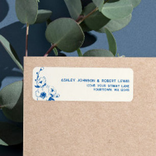 French Blue Floral Wedding Return Address Label