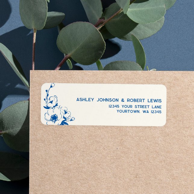French Blue Floral Wedding Return Address Label (Creator Uploaded)