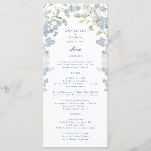 French Blue Florals Wedding Menu