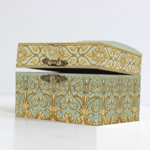 French Blue Gold Ornate Floral Pattern Decoupage  Tissue Paper