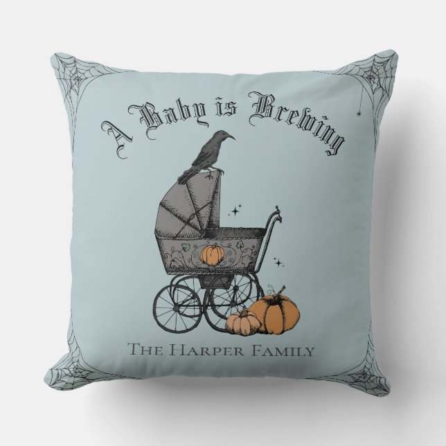 French Blue Gothic A Baby is Brewing Family Custom Cushion (Front)