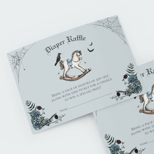 French Blue Gothic Baby Shower Diaper Raffle Enclosure Card