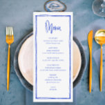 French Blue Handwritten Wedding Long Menu<br><div class="desc">Modern French Blue Wedding Long Menu</div>