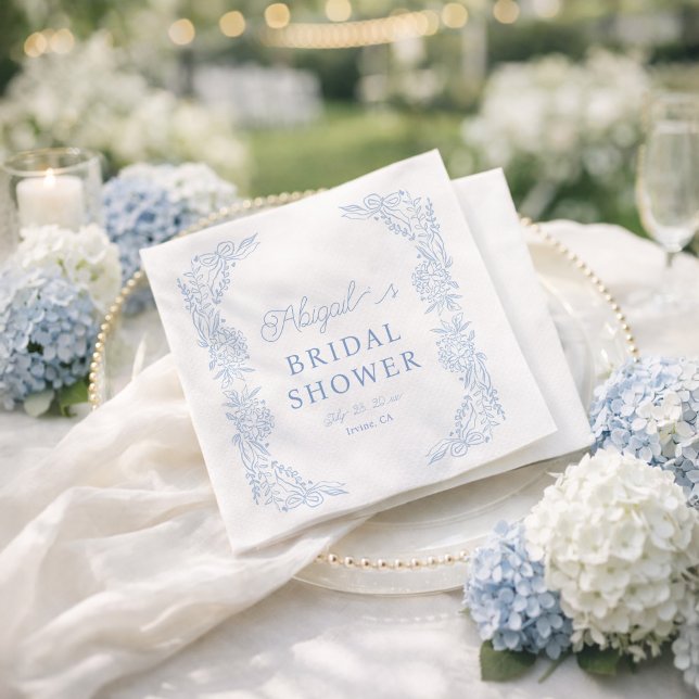  French Blue Hydrangea Bridal Shower Napkin (Creator Uploaded)