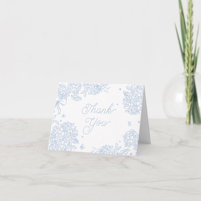 French Blue Hydrangea Thank You Card (Front)