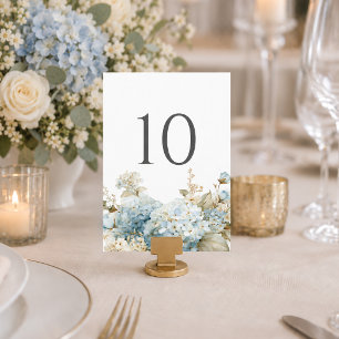 French Blue Hydrangeas Table Number Card