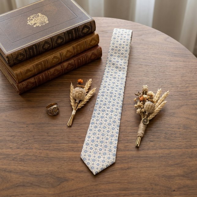 French Blue Ivory Micro-Foulard Tie (Creator Uploaded)
