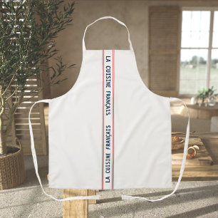 French Blue La Cuisine Française & Red Striped Apron
