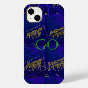 French Blue "Let's Go Zebra" Abstract Print Case-Mate iPhone 14 Plus Case