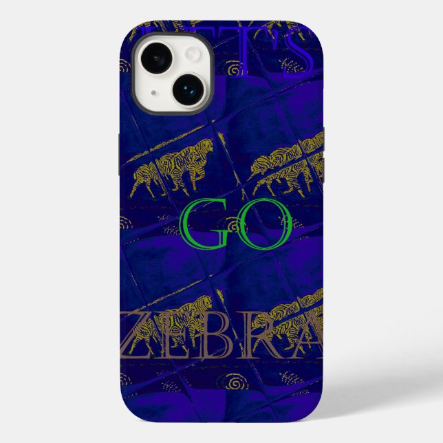 French Blue "Let's Go Zebra" Abstract Print Case-Mate iPhone Case (Back)