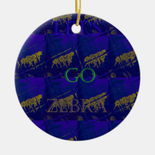 French Blue "Let's Go Zebra" Abstract Print Ceramic Tree Decoration