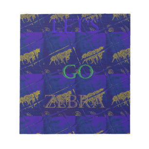 French Blue "Let's Go Zebra" Abstract Print Notepad