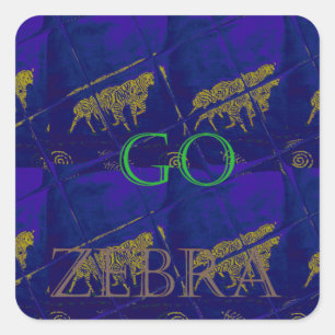 French Blue "Let's Go Zebra" Abstract Print Square Sticker