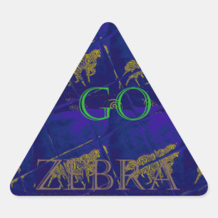French Blue "Let's Go Zebra" Abstract Print Triangle Sticker