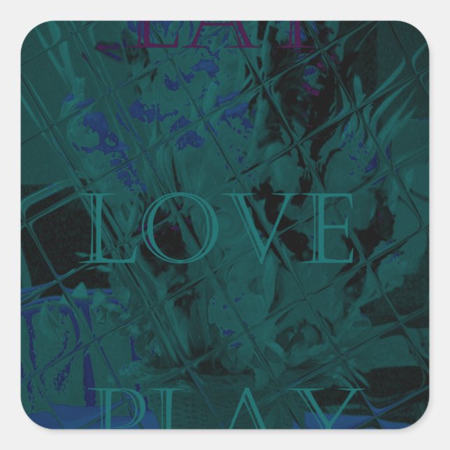 French Blue  Love Eat  Play Flower colours for all Square Sticker (Front)