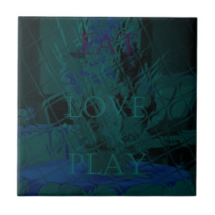 French Blue  Love Eat  Play Flower colours for all Tile