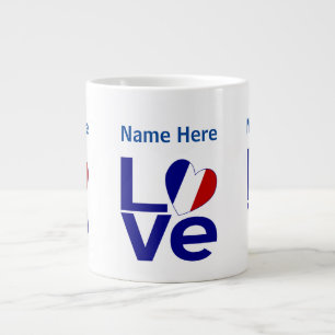 French Blue LOVE Gearr Flag Personalised Large Coffee Mug