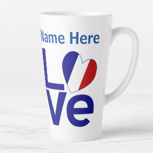 French Blue LOVE Gearr Flag Personalised Latte Mug
