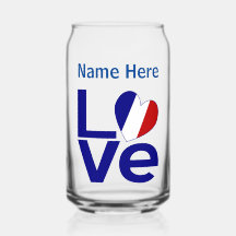 French Blue LOVE Heart Flag Personalised Drinking