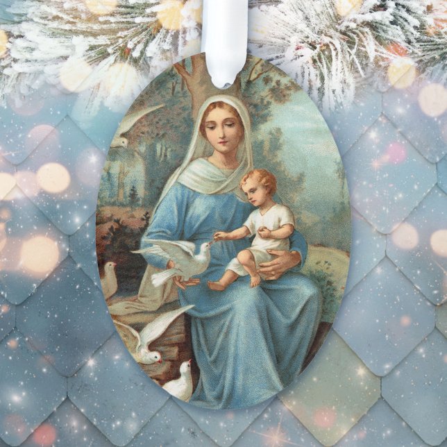 French Blue Madonna Acrylic Ornament (Creator Uploaded)