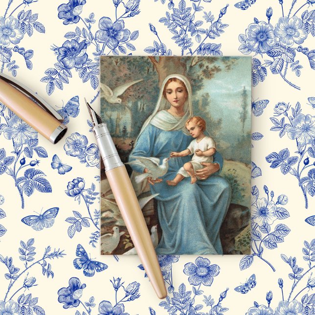 French Blue Madonna Postcard (Creator Uploaded)