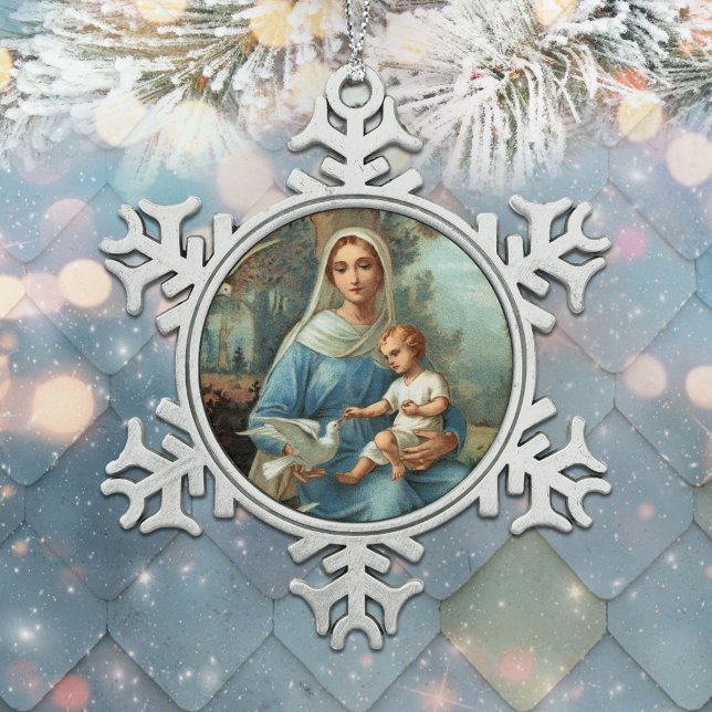 French Blue Madonna Snowflake Ornament (Creator Uploaded)