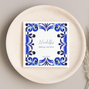French Blue Mediterranean tiles bridal shower Napkin