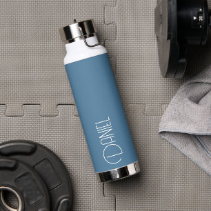 French Blue Modern Typography Personalised Water Bottle