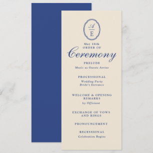 French Blue Monogram Wedding Program