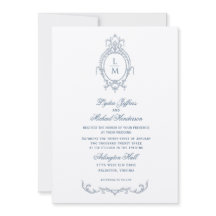 French Blue Ornate Baroque Monogram Wedding