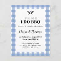 French Blue Picnic Plaid Cloth I Do BBQ Invitation
