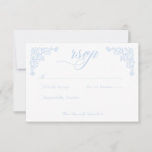 French Blue Rococo Regal Vintage Elegant Wedding RSVP Card