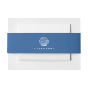 French Blue Seashell Invitation Belly Band