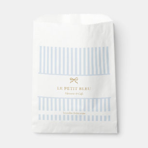 French Blue Stripes Bakery Business Website Event Favour Bag