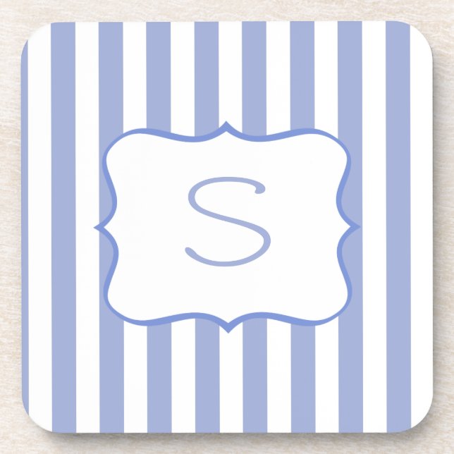 French Blue Stripes Coaster (Front)