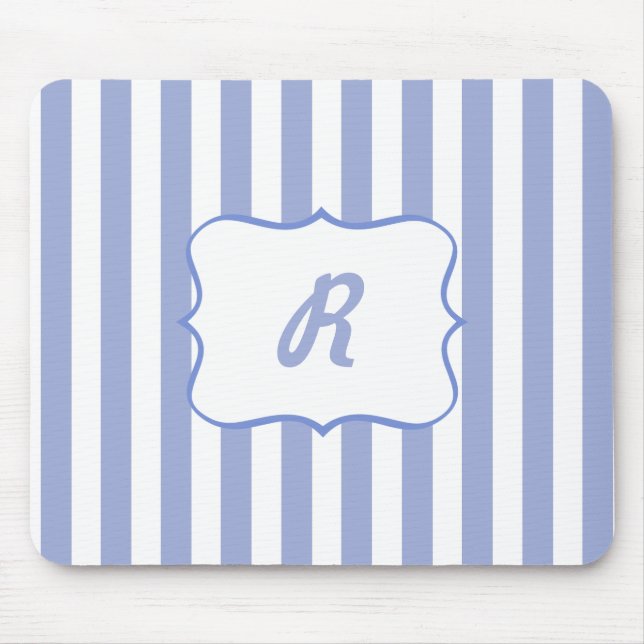 French Blue Stripes Mouse Pad (Front)