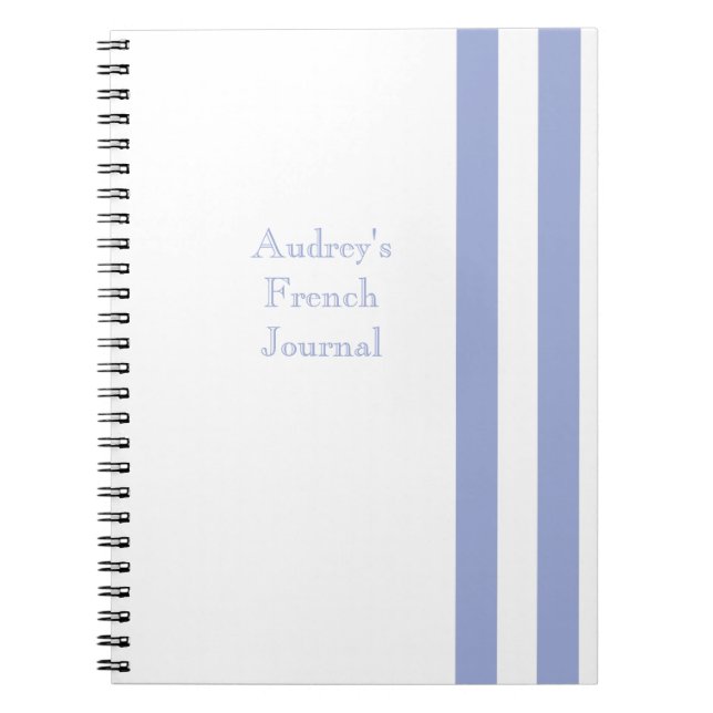 French Blue Stripes Notebook (Front)