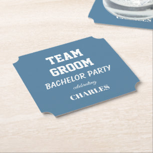 French Blue Team Groom Bachelor Party Paper Coaster