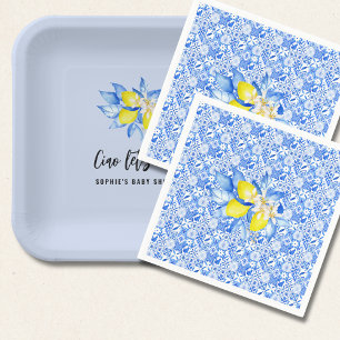 French Blue Tiles, Ciao Baby, Lemons  Napkin