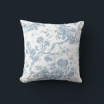 French Blue Toile de Jouy Throw Pillow<br><div class="desc">Toile prints are an all time rage at the moment and I bring you this exquisite toile fleurie,  a pattern of vintage styled floral toile available more colour options. Please feel free to contact me to add a different background colour or a new colour to match your decor.</div>